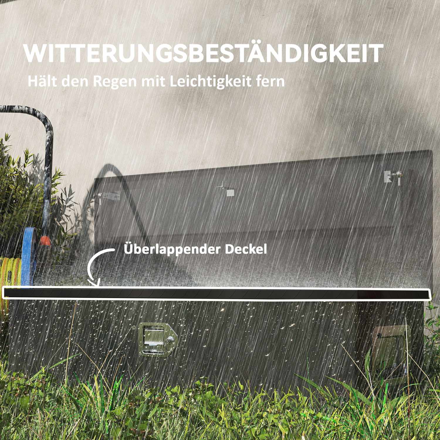 Svart förvaringslåda i aluminium – Låsbar, 99 x 33 x 25,5 cm