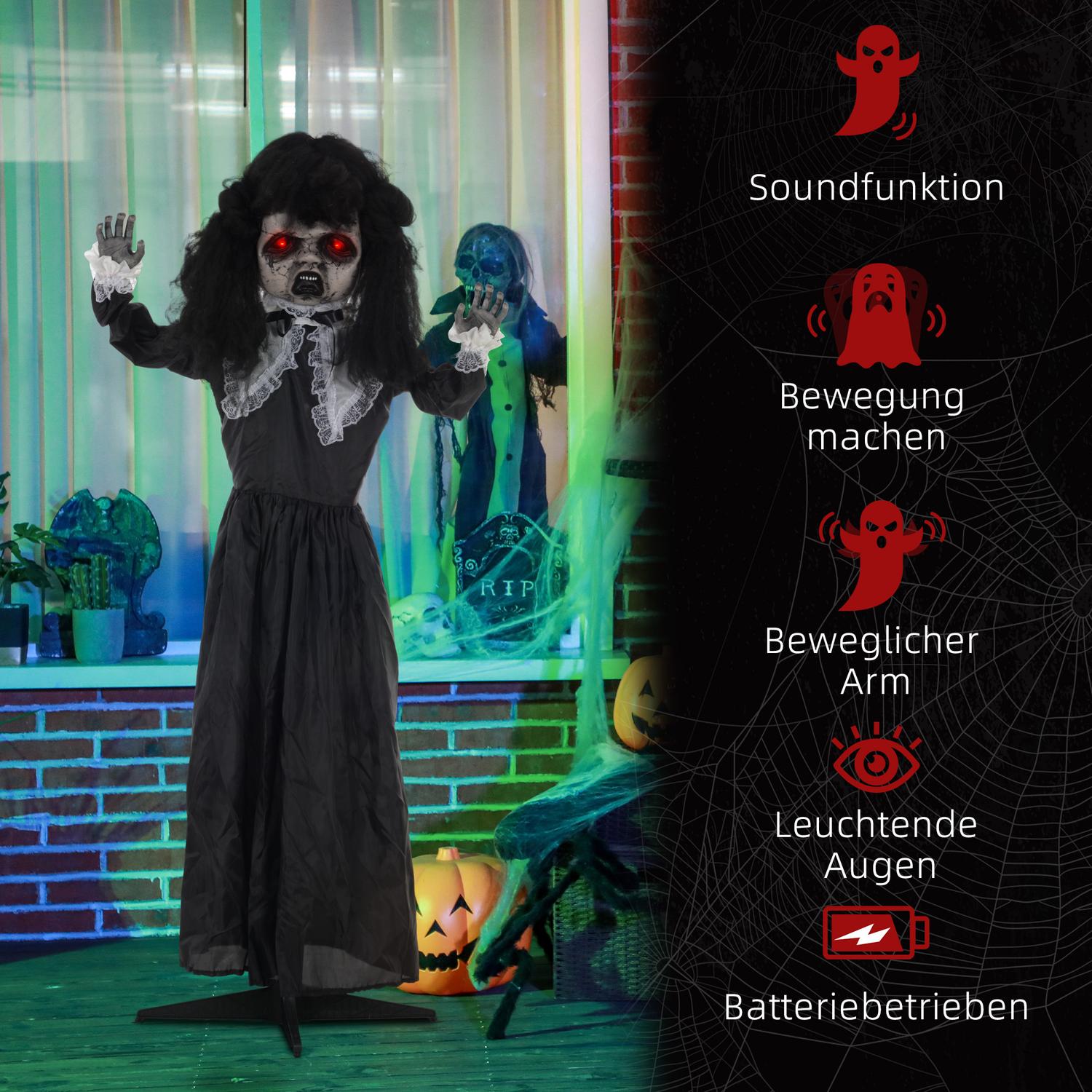 Animerad Halloween-dekoration – Black Lolita Girl, ljudaktiverad