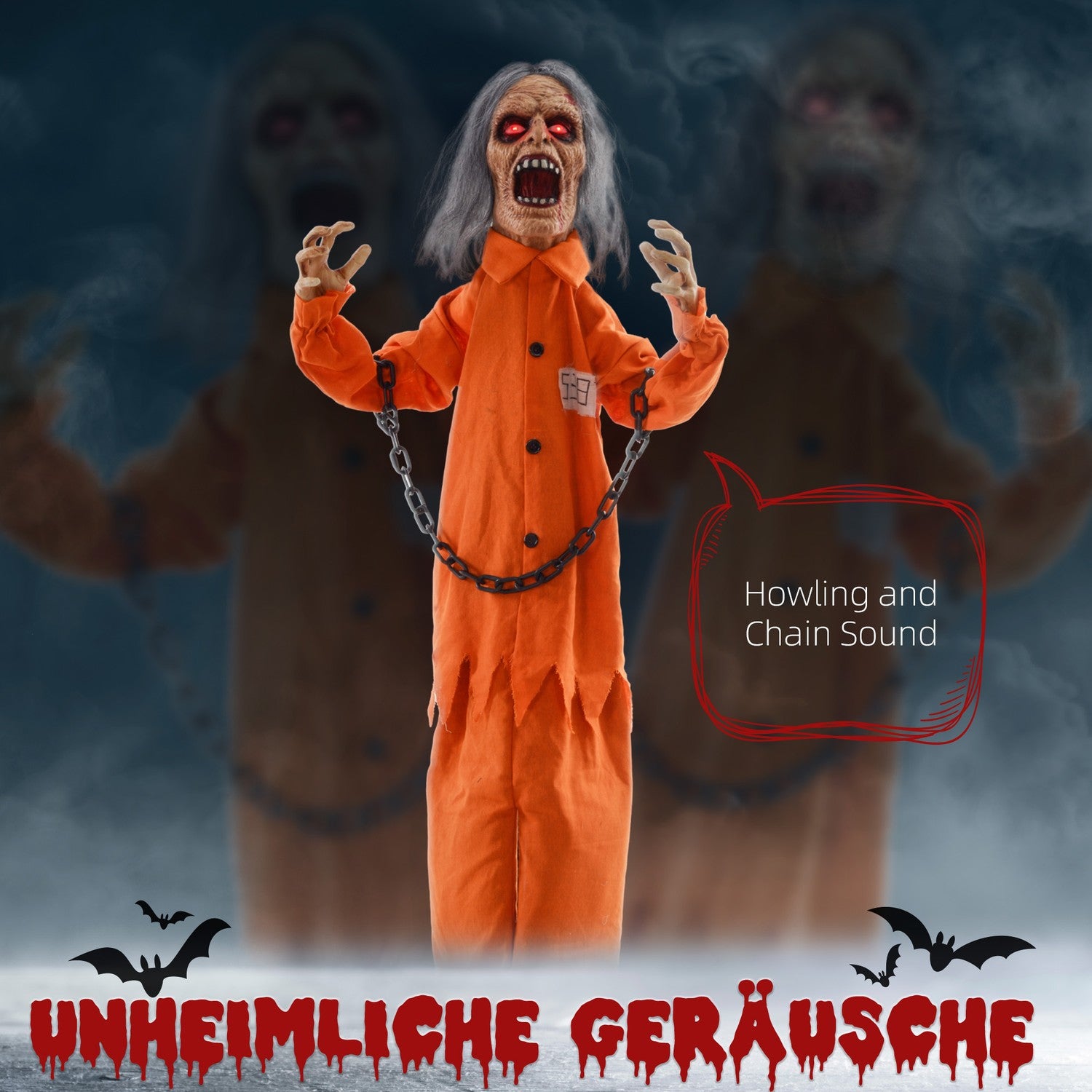 Animerad Halloween-dekoration med ljud- och ljuseffekter