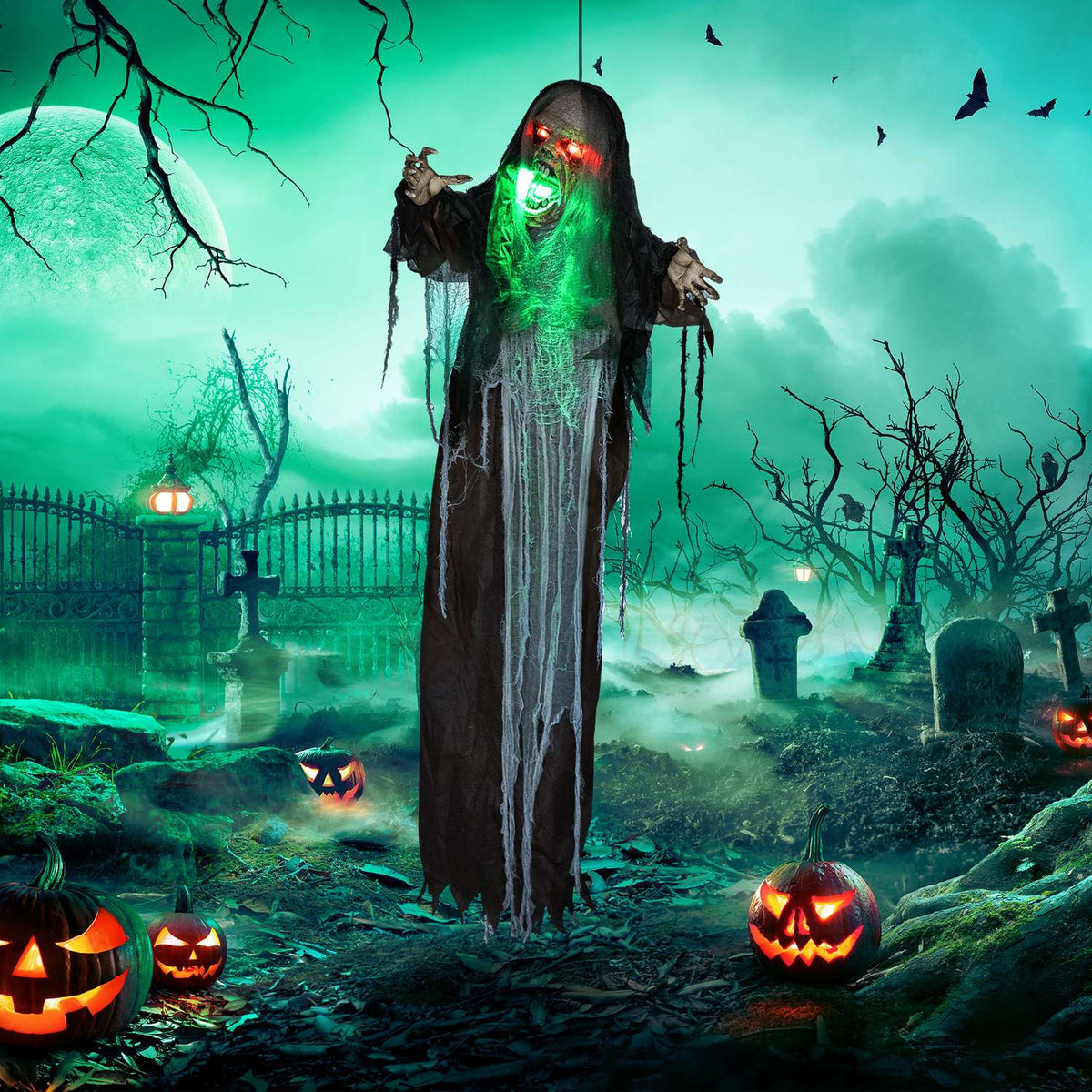 Animerad Halloween-dekoration med ljus och ljud, 183 cm