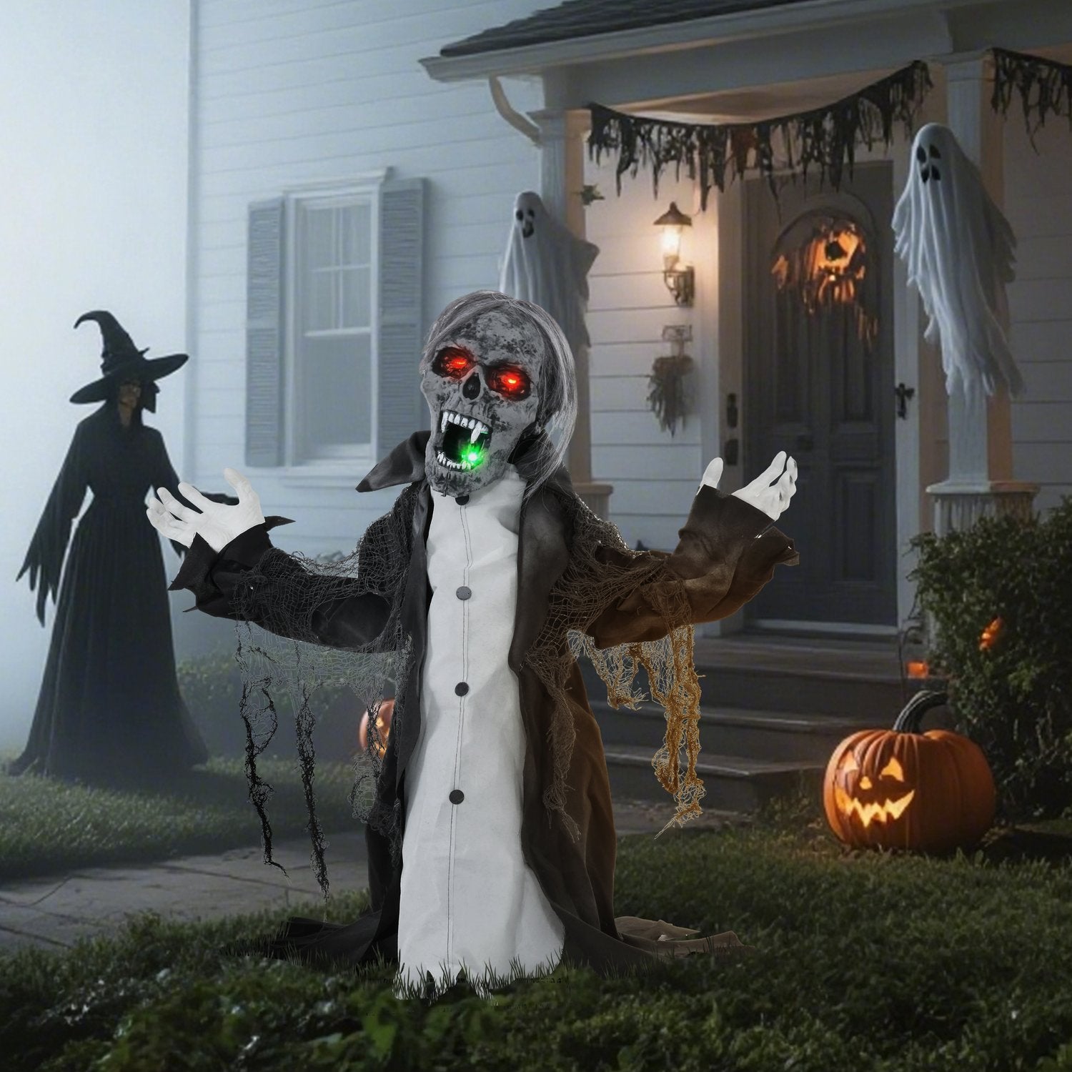 Animerat Halloween zombieskelett med rörliga armar