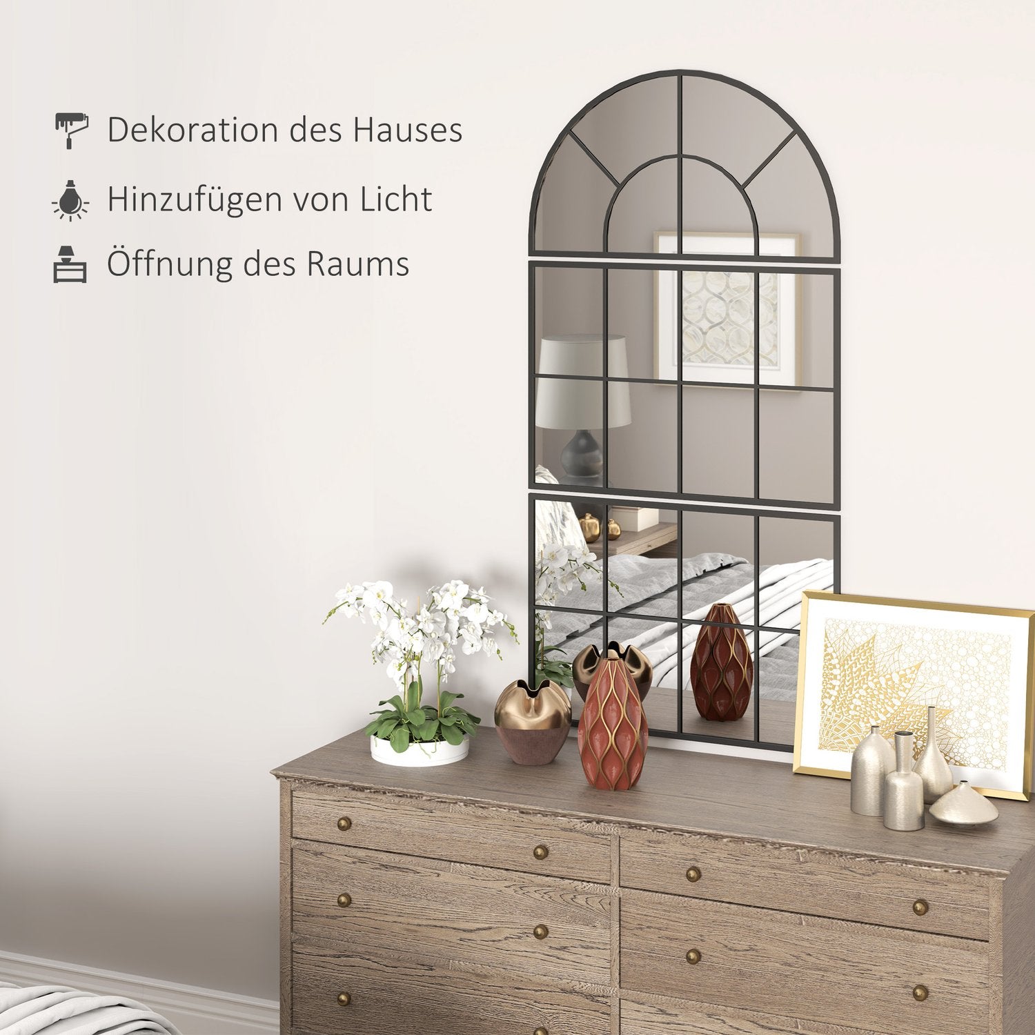 Arch Wall Mirror Set - 3 metallinramade delar för heminredning