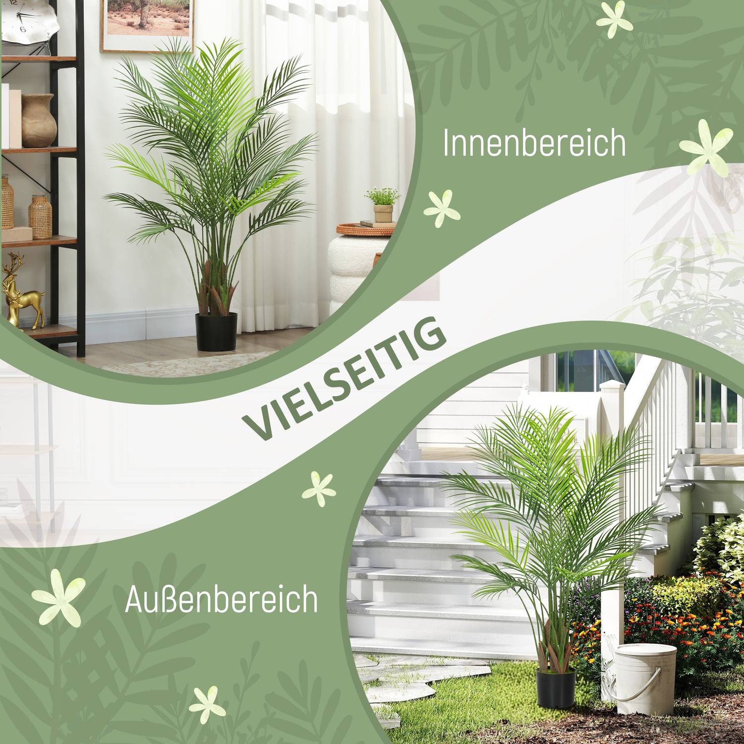 Artificiell Areca-palm, 120 cm, UV-beständig inomhus/utomhus