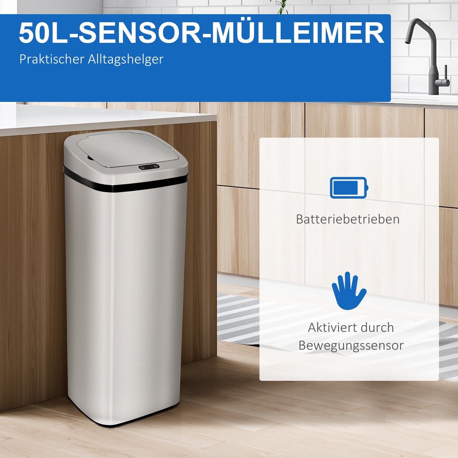 Sensor Kökskärl, rostfritt stål, 50L/68L, Silver