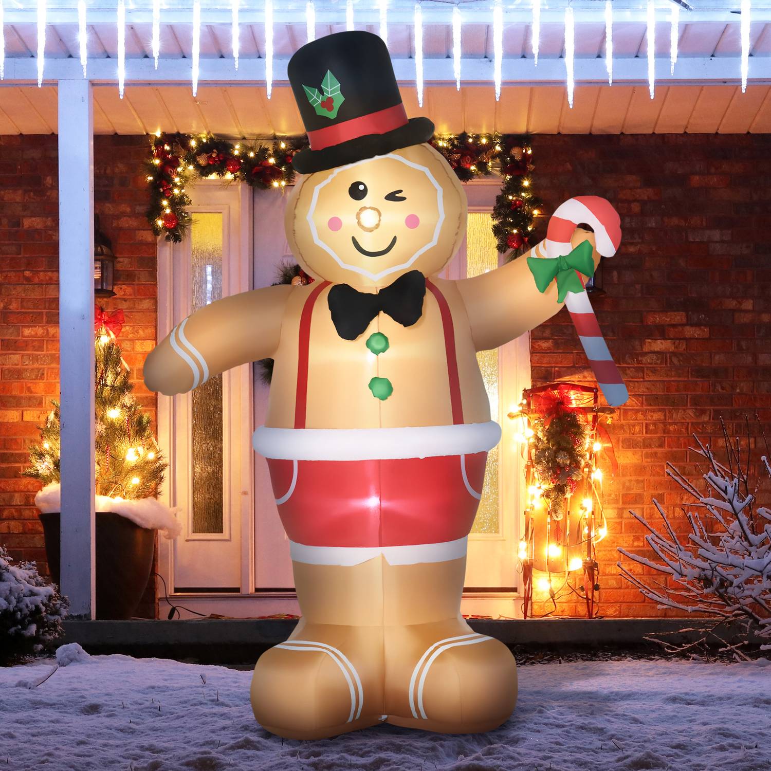 Uppblåsbar Gingerbread Man 2.38M med LED-lampor, vattentät