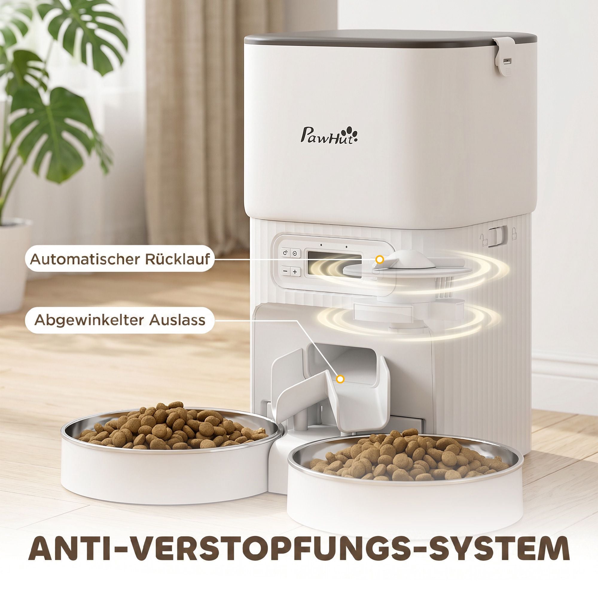 Automatisk kattmatare, 4L timer, 2 rostfria skålar