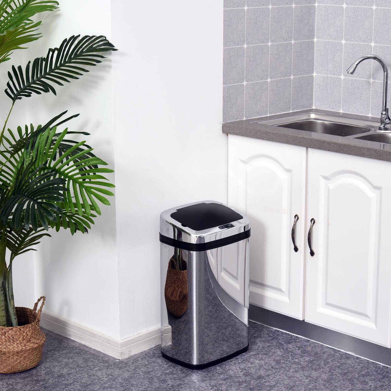 Automatisk sensorsoptunna, 30L, fyrkantig rostfritt stål
