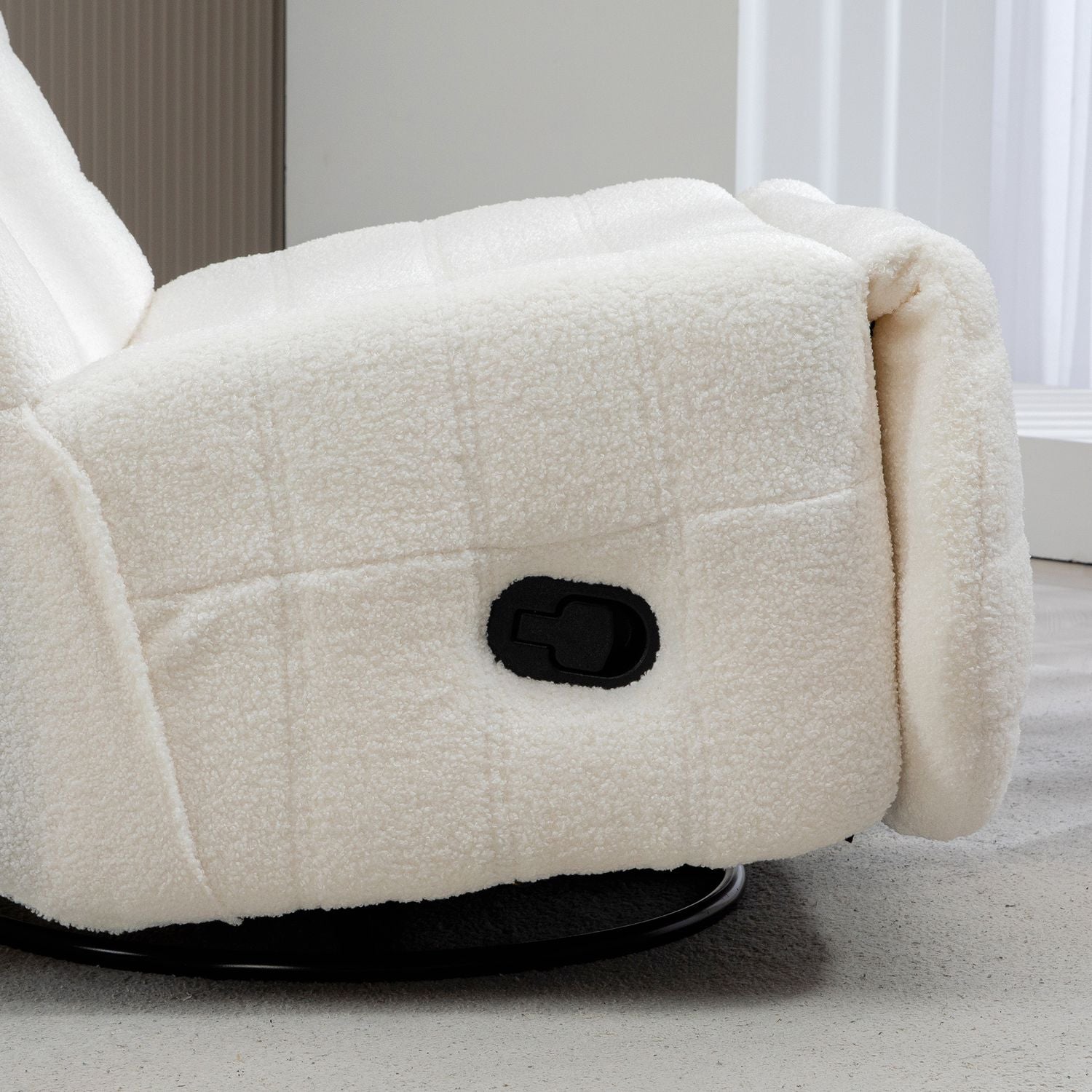 Swivel Recliner TV-stol med gung, fotstöd, fickfjäder