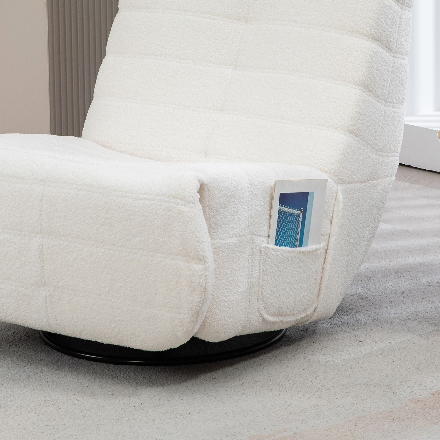 Swivel Recliner TV-stol med gung, fotstöd, fickfjäder