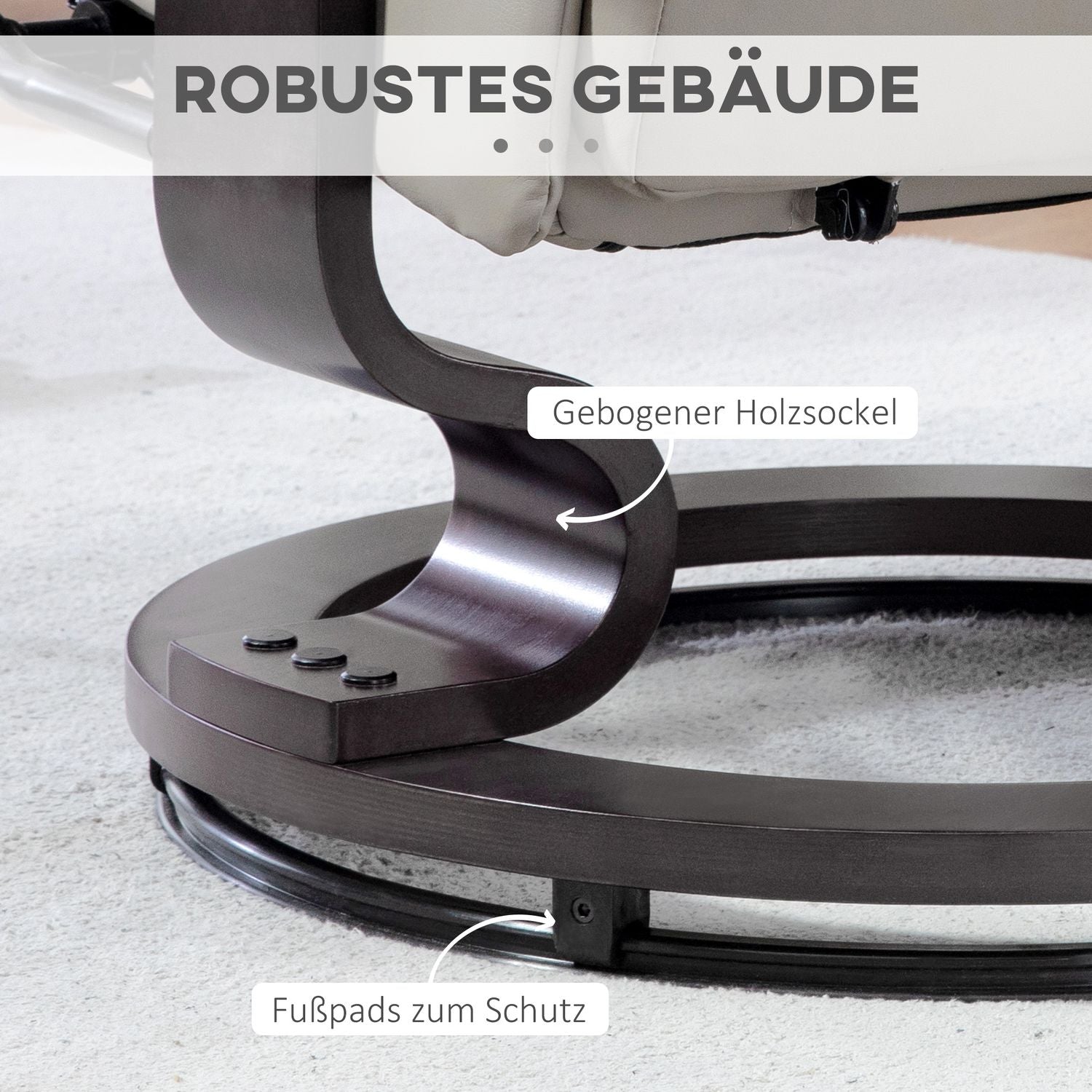 Liggande avkopplingsstol med pall, konstläder, grått