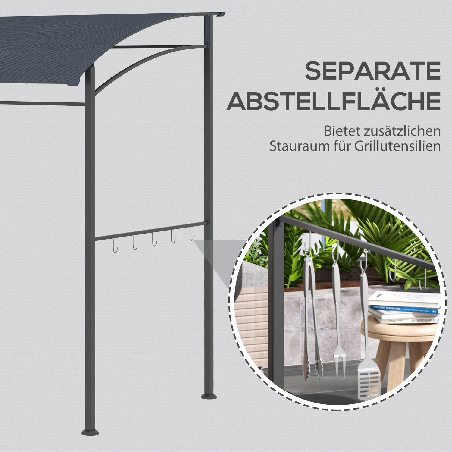 BBQ Gazebo Grillkapell, Vattentät UV-beständig, Grå
