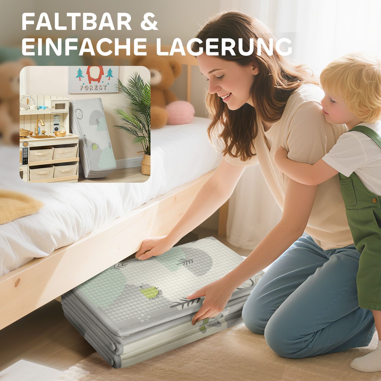 Babylekmatta, djurmönster, skum, 1,5 cm tjock