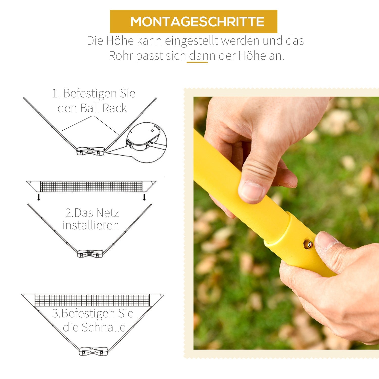 Bärbart badmintonnätset med 4 racketar, utomhusbruk