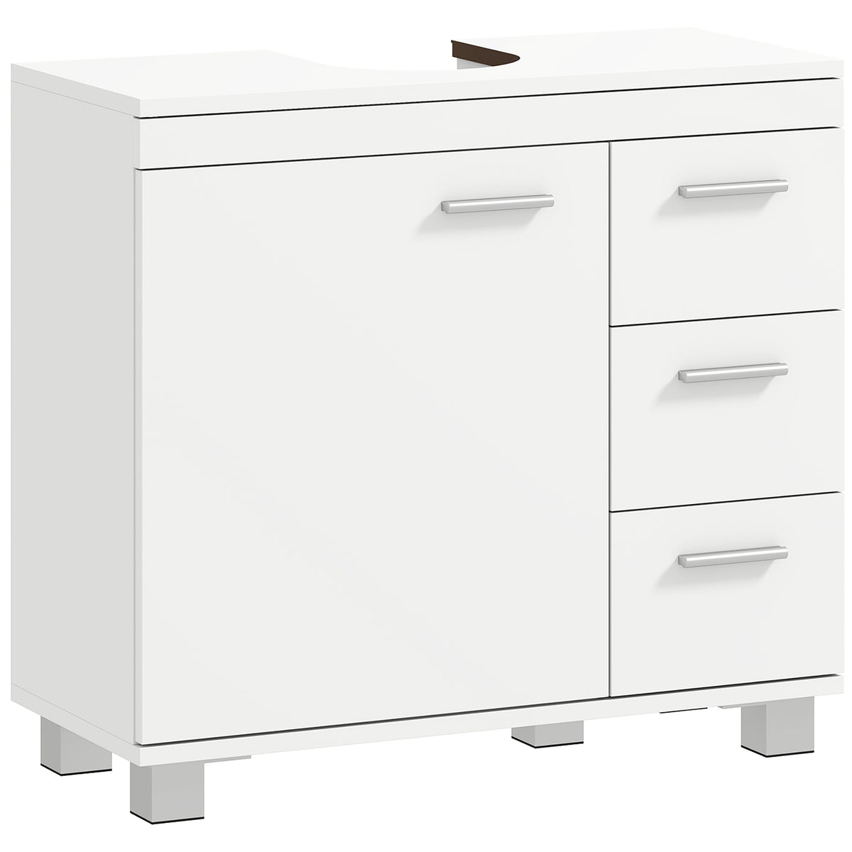 Badrumsskåp för handfat, MDF, 2 hyllor, 3 lådor, vit