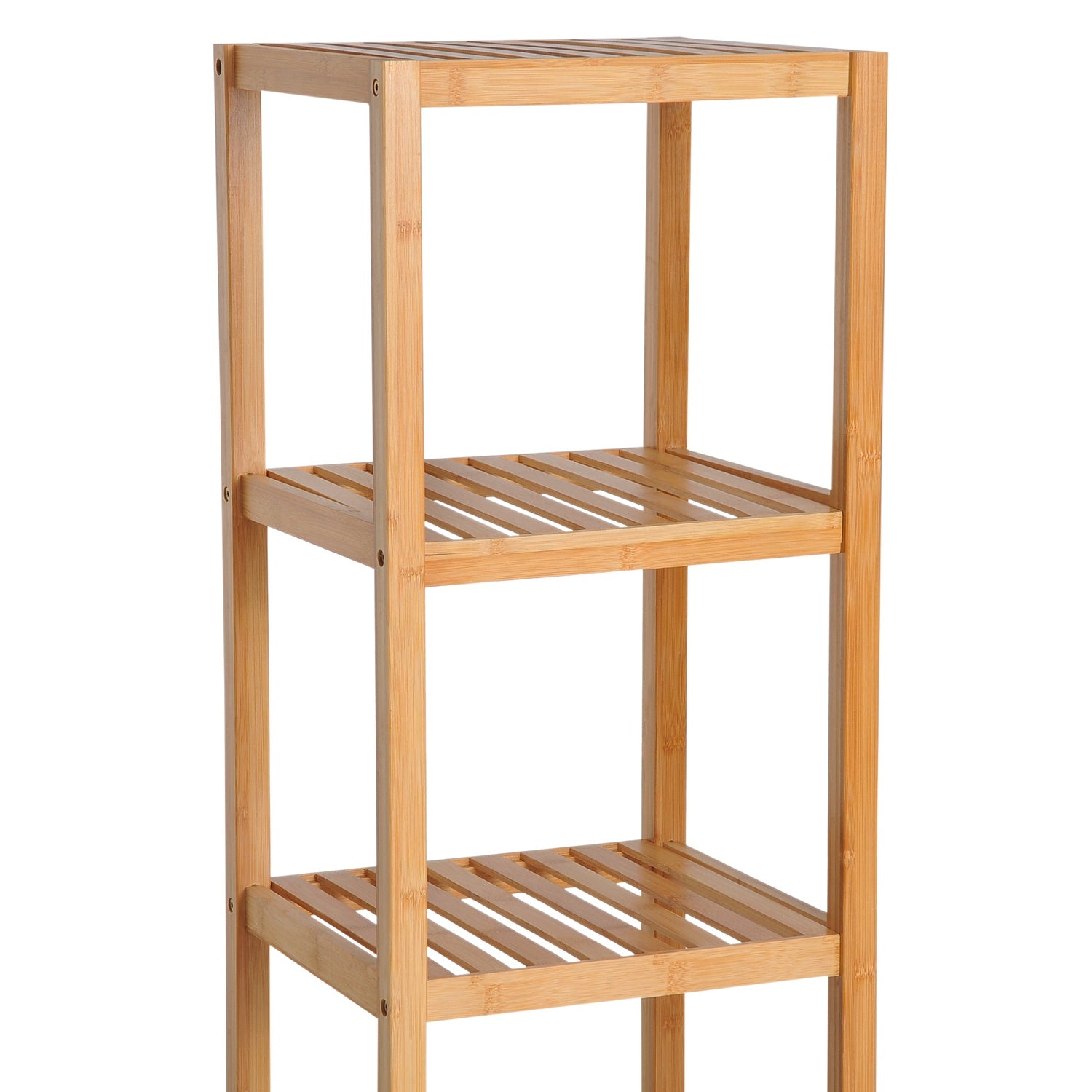 Badrumsskåp i bambu med 3 hyllplan, 36x33x140cm
