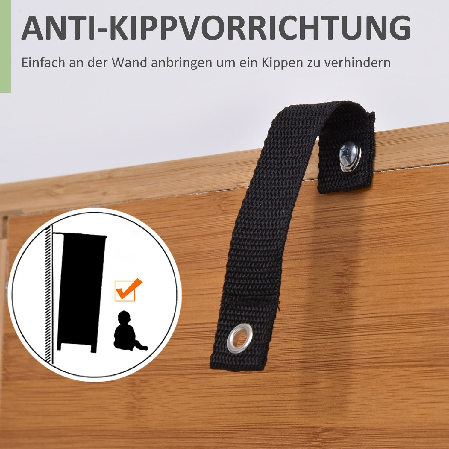 Badrumsskåp i bambu med öppen hylla, 50x25,5x92cm