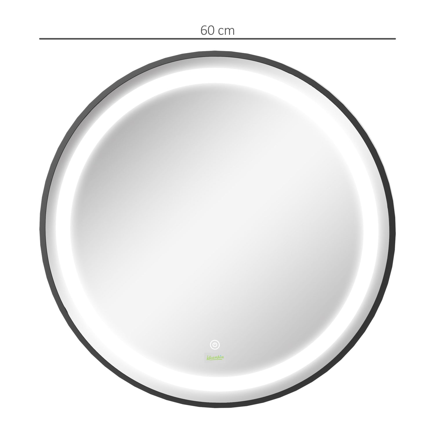 LED badrumsspegel – 60 cm, Touch & Memory, Svart, IP44-klassning