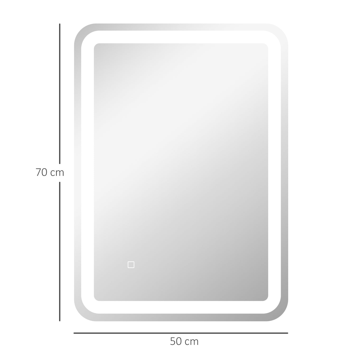 LED Badrumsspegel, 50x70cm, Anti-Imma, Touch Switch