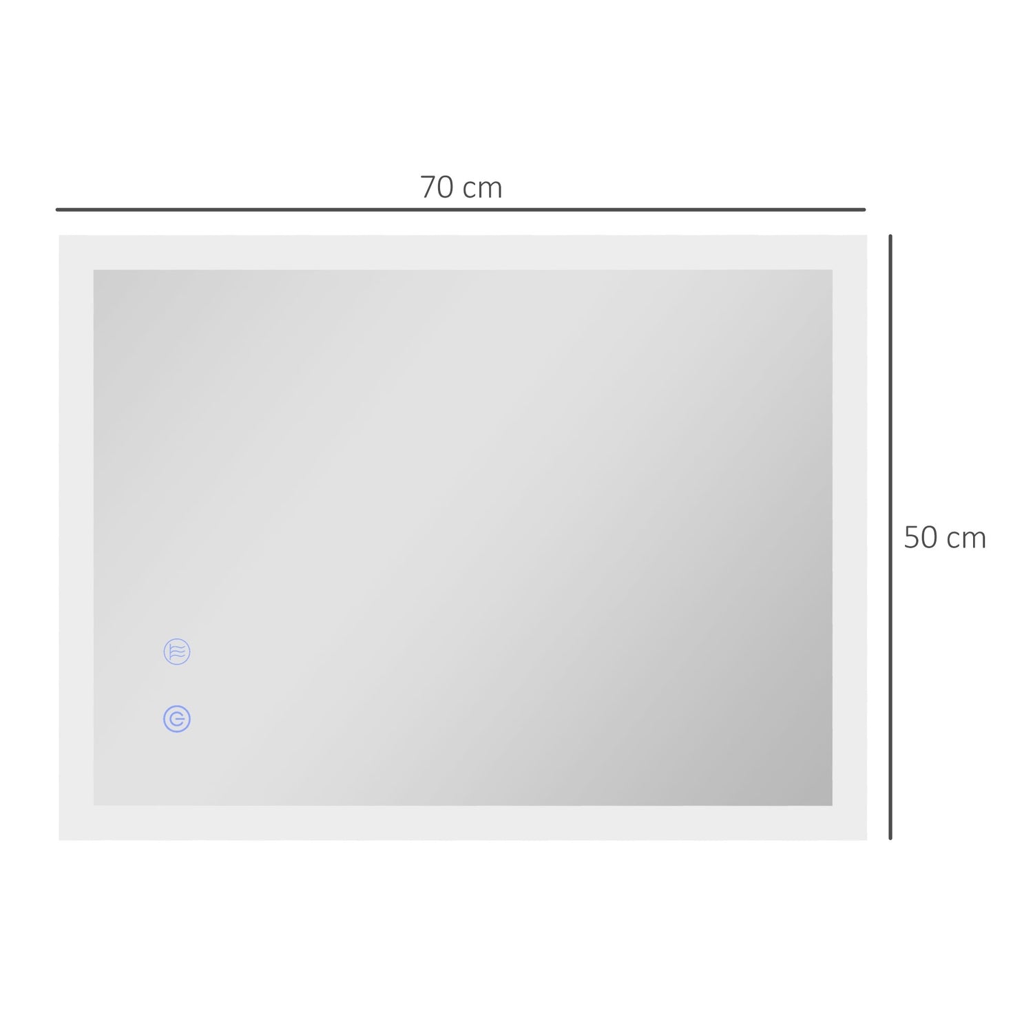LED Badrumsspegel – Dimfri, Touch Switch, 70x50 cm