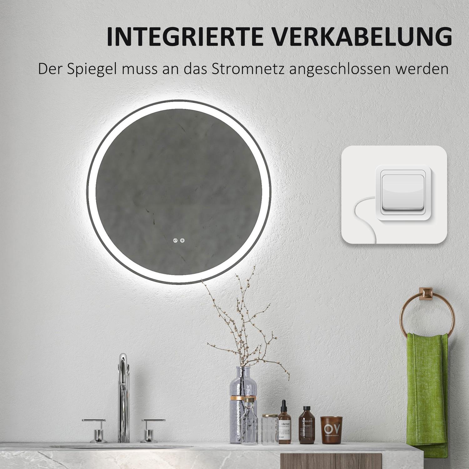 Upplyst LED Badrumsspegel, Anti-Imma, Touch Control