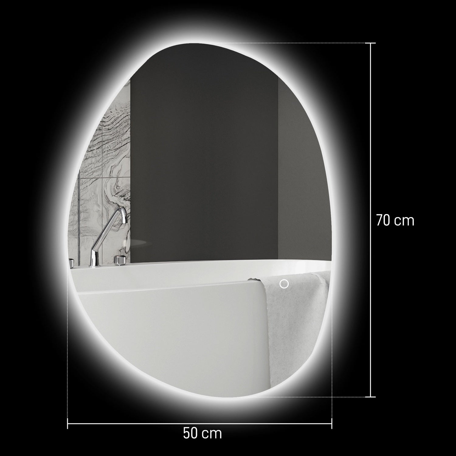 LED badrumsspegel med ljus, anti-dimma, pekbrytare