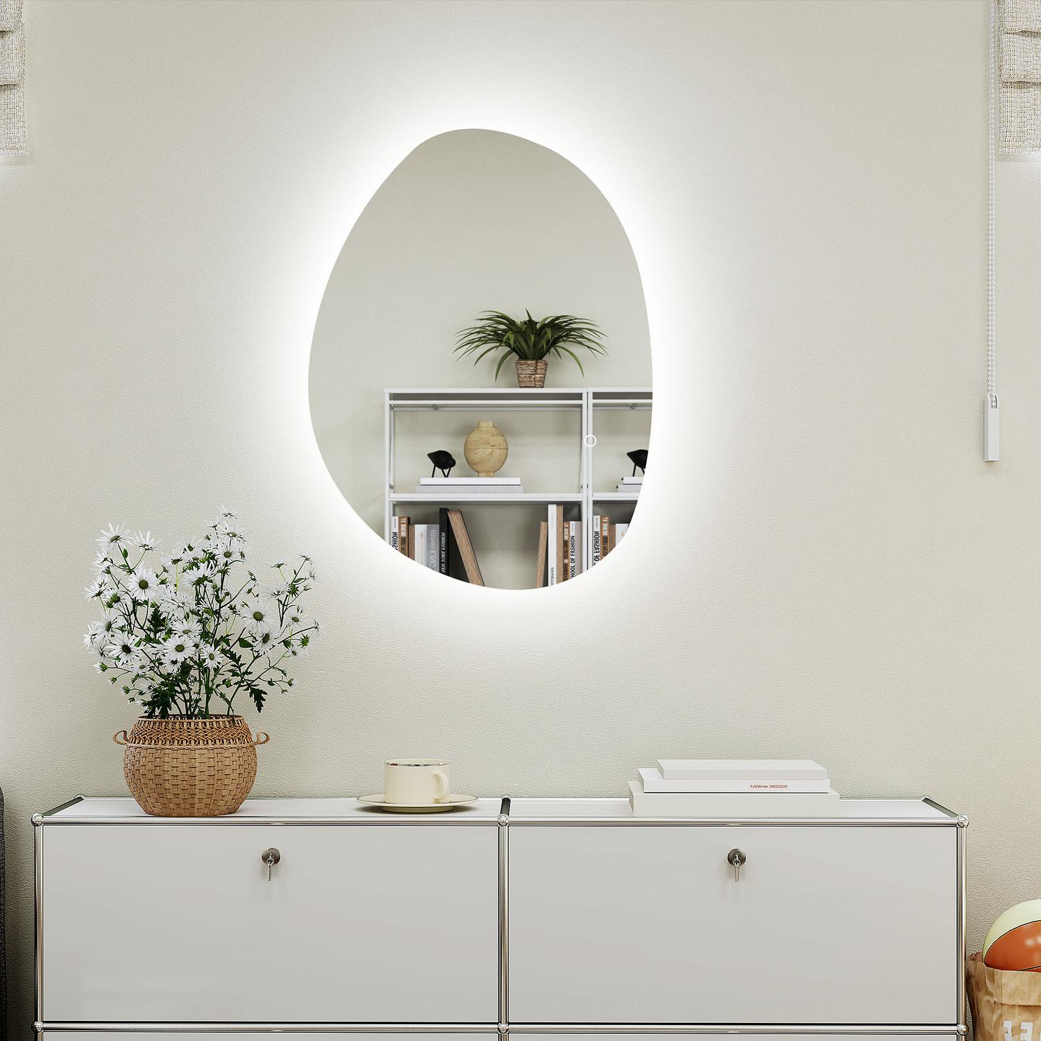 LED badrumsspegel med ljus, anti-dimma, pekbrytare