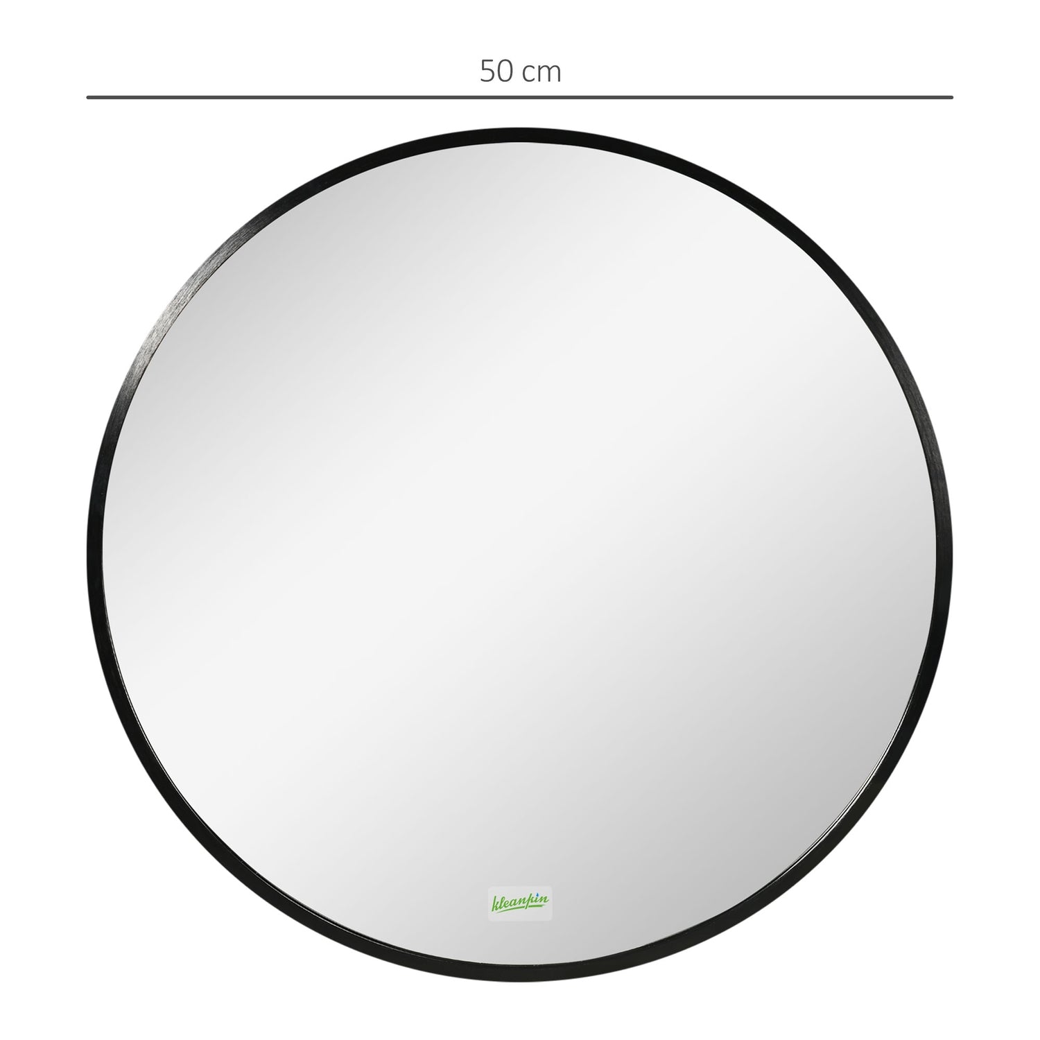 Rund svart badrumsspegel – Ø50 cm, aluminiumstomme
