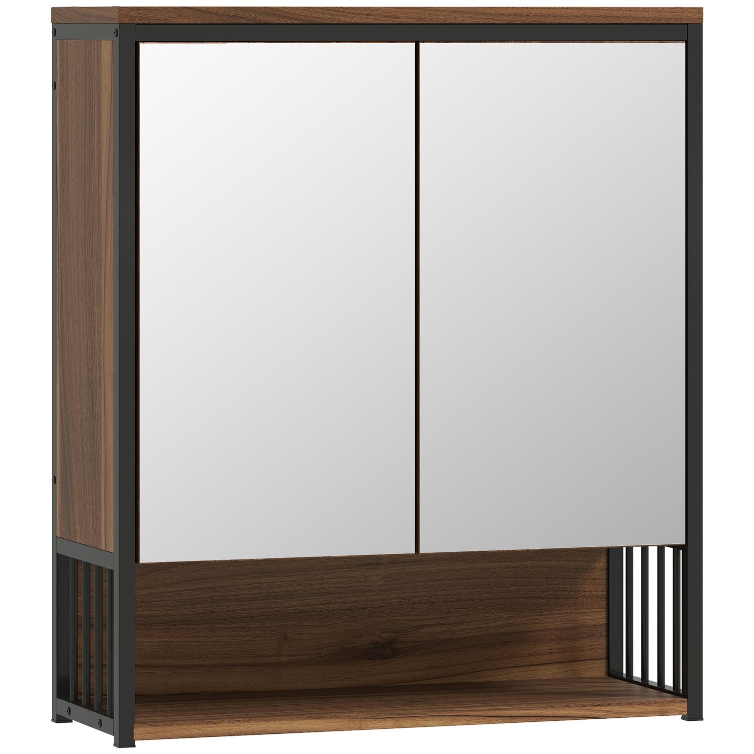 Badrumsspegelskåp, Väggmonterad, Soft-Close, Brun, MDF