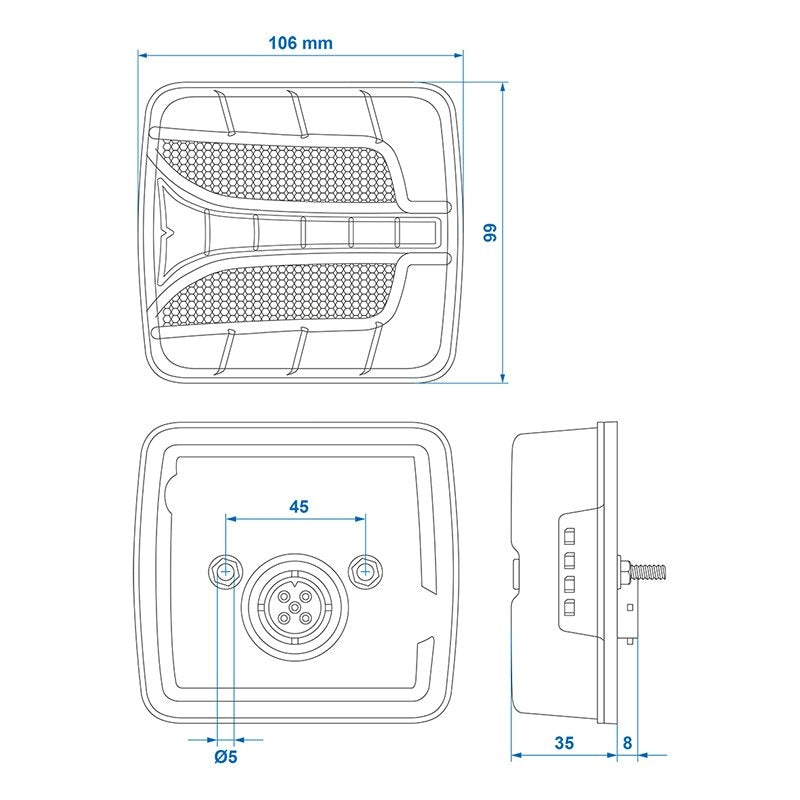 Baklykta 4 funktion 106 x 99 mm LED vänster
