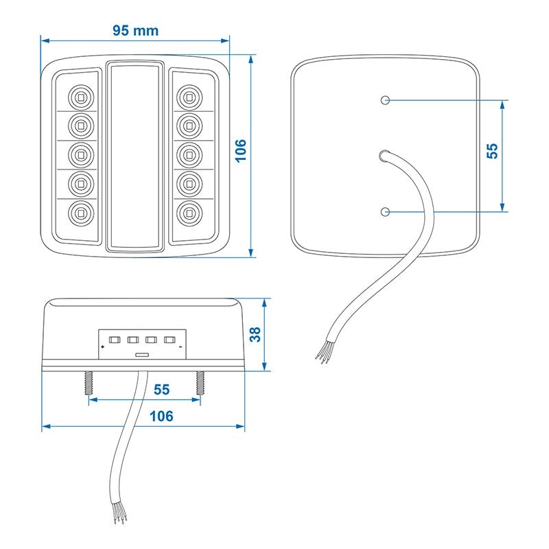 Baklykta 4 funktioner 98x105mm 14LED PM