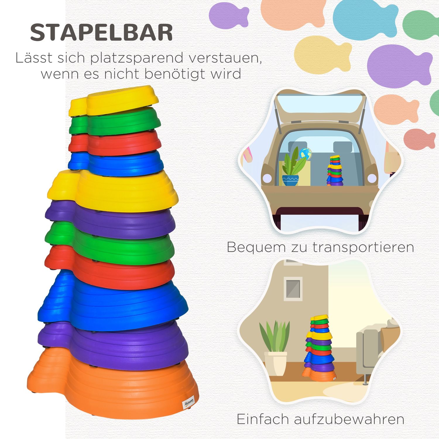 Balance Stepping Stones, paket med 11 – inomhus/utomhusbruk