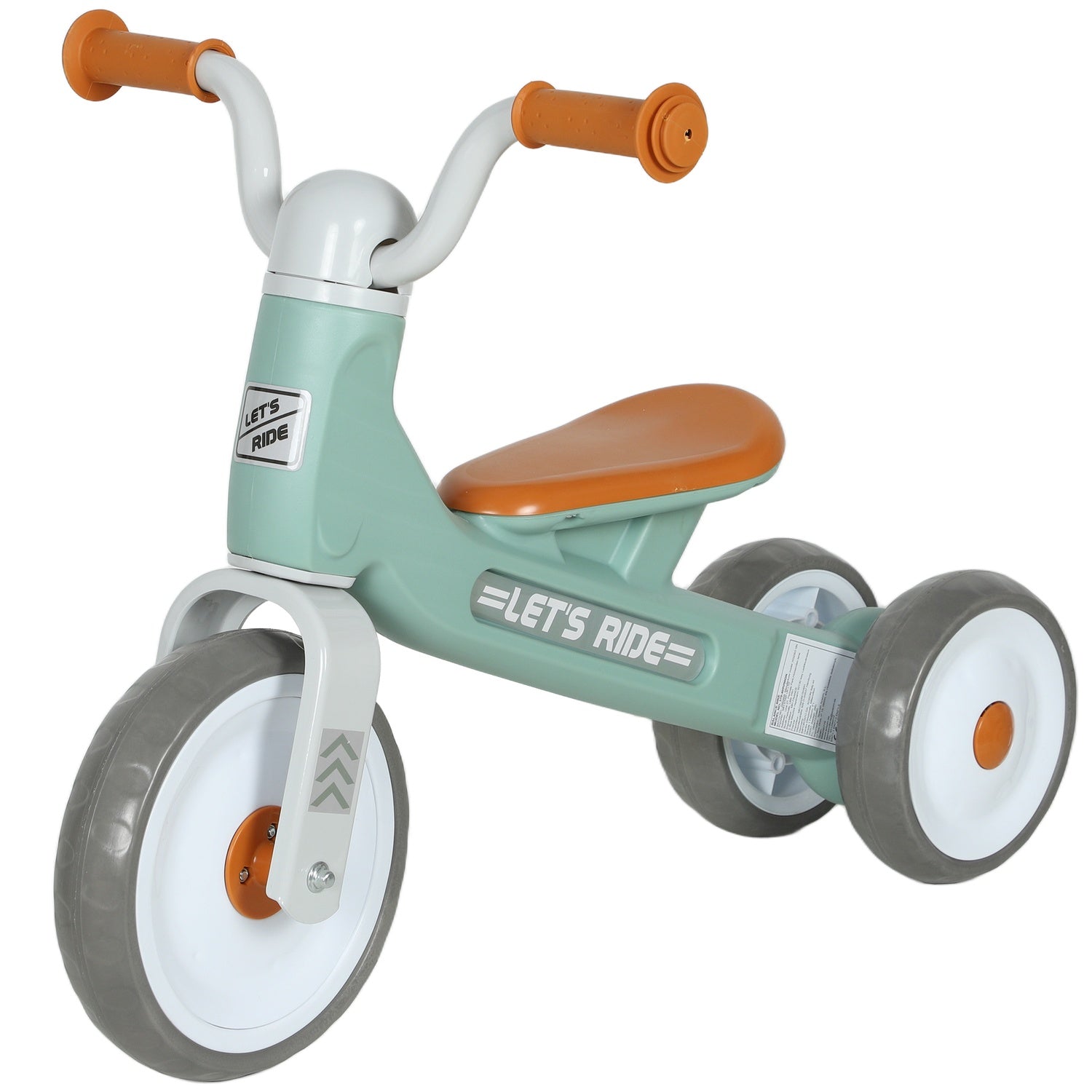 Balanscykel för småbarn, utan pedaler, 3 tysta hjul, grön