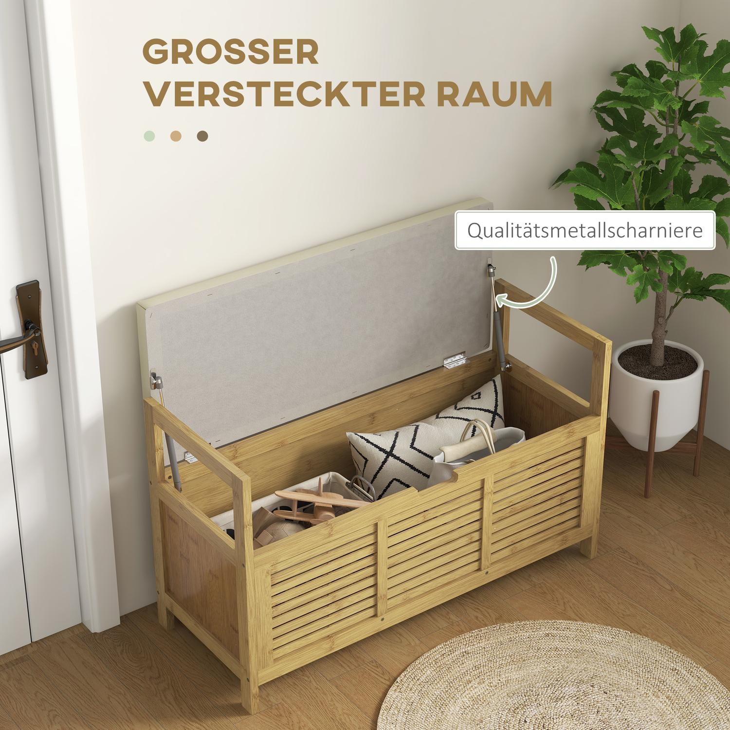 Bambu Skoförvaringsbänk med fällbart lock – 100x40x60 cm