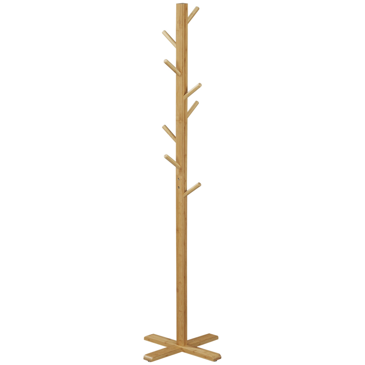 Bambu klädhängare med 8 krokar, naturlig finish, 49,5x178 cm