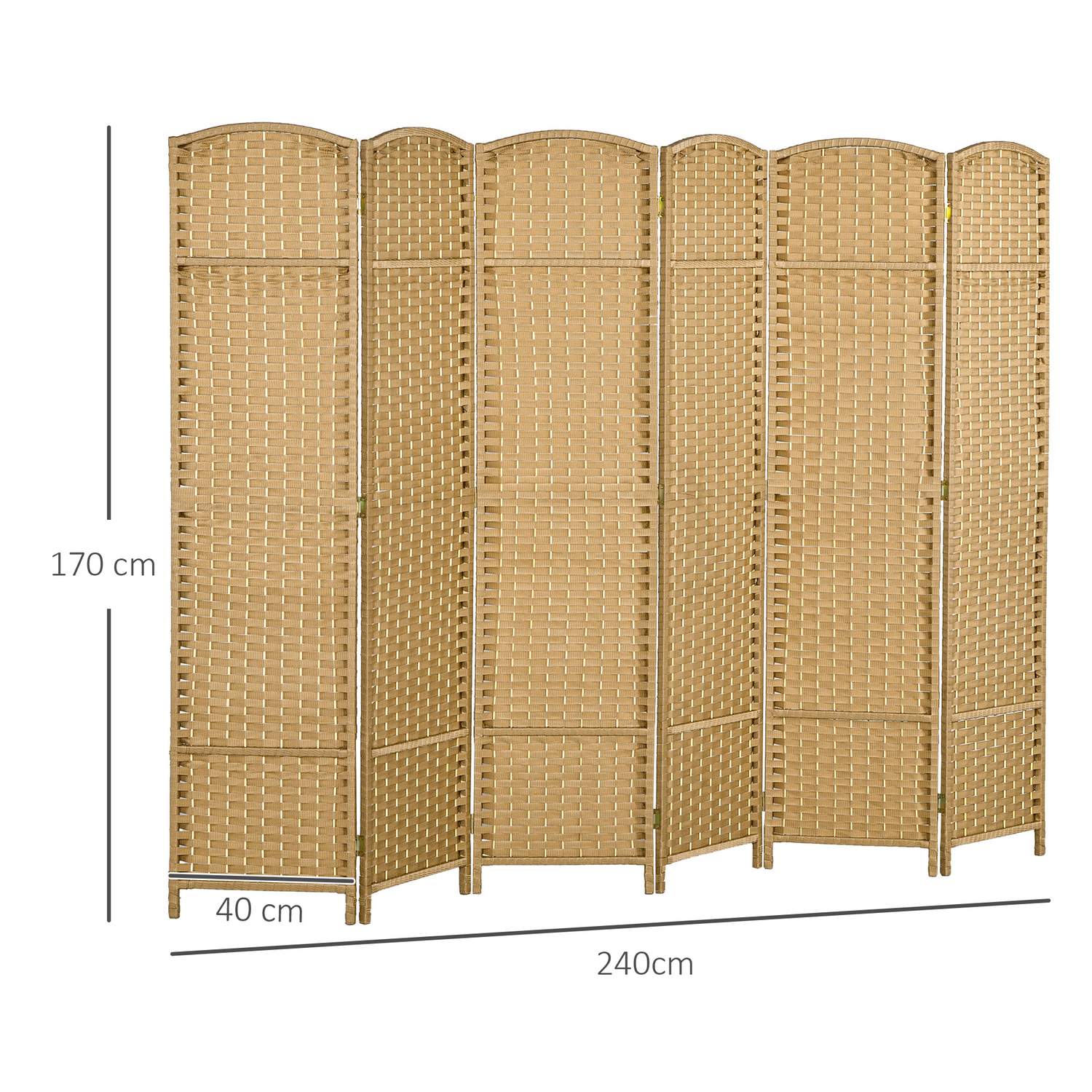 Bambu rumsavdelare 6-panel, naturlig, vikbar sekretessskärm