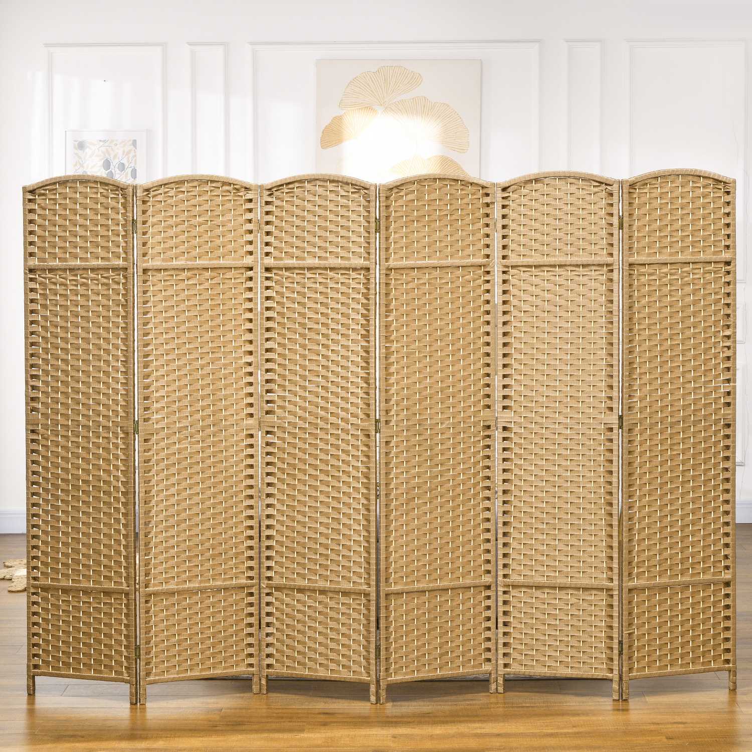 Bambu rumsavdelare 6-panel, naturlig, vikbar sekretessskärm
