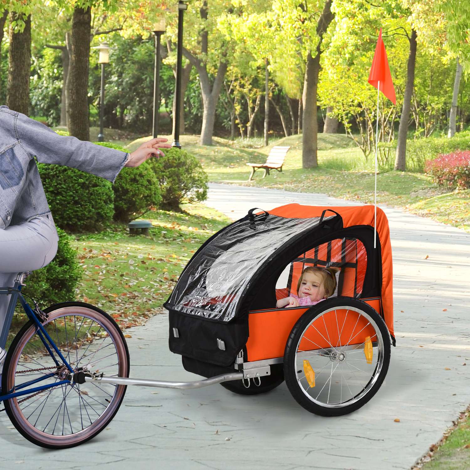 Barncykelvagn för 2, stålram, säkerhetsbälten