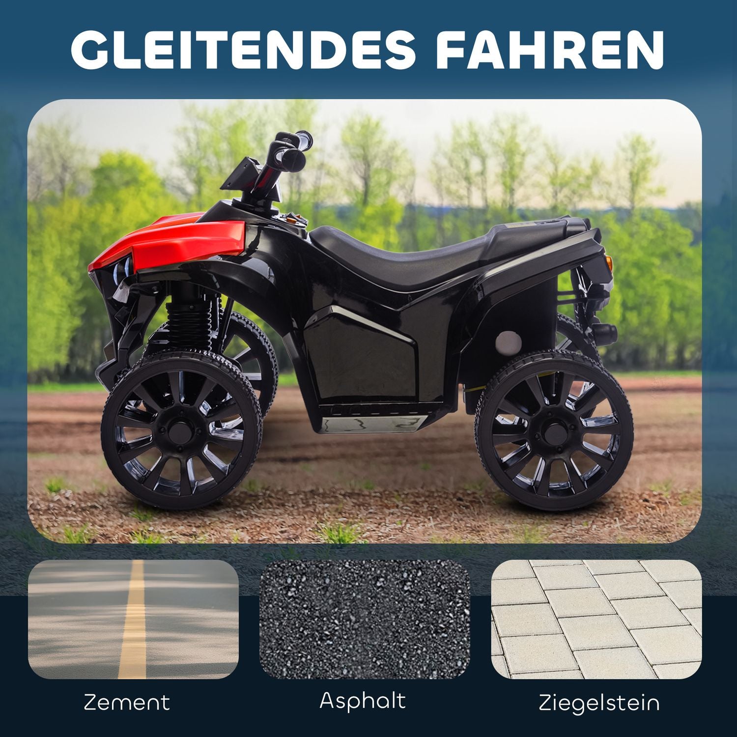 Barnens elektriska fyrhjuling 6V med fram/bak, musik, LED