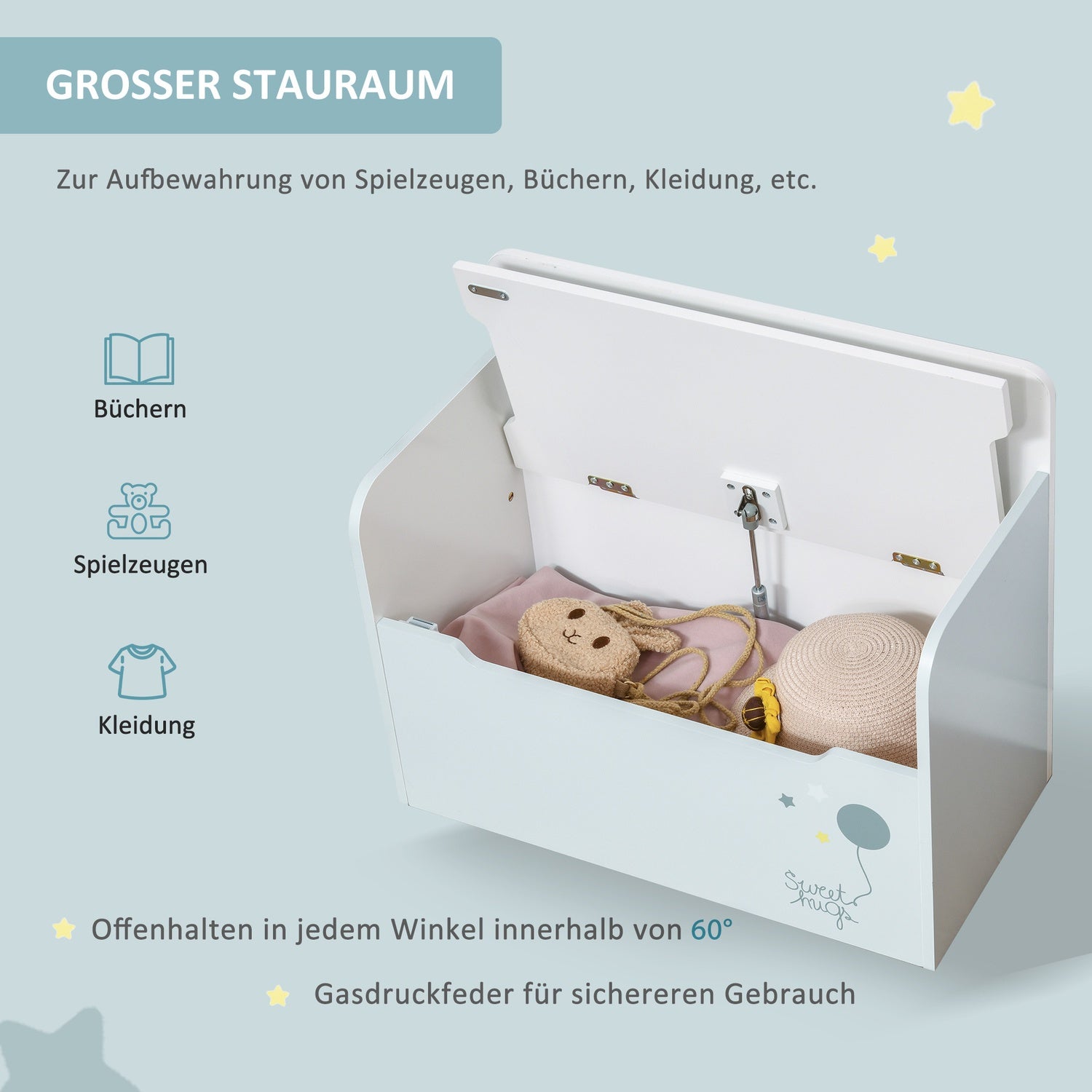 Barnförvaringsbänk – Toy Box Kista, Ljusblå, 3-6 år