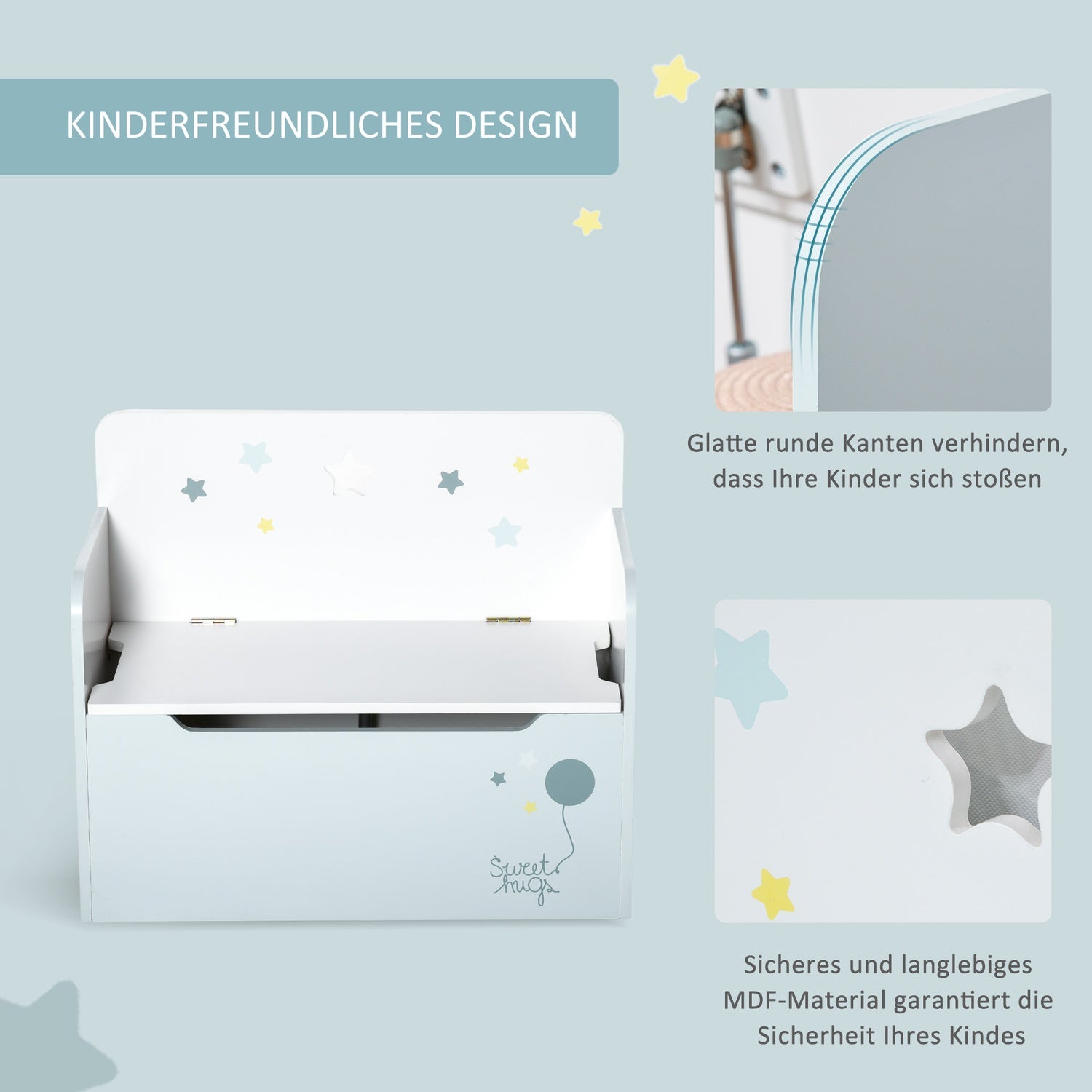 Barnförvaringsbänk – Toy Box Kista, Ljusblå, 3-6 år