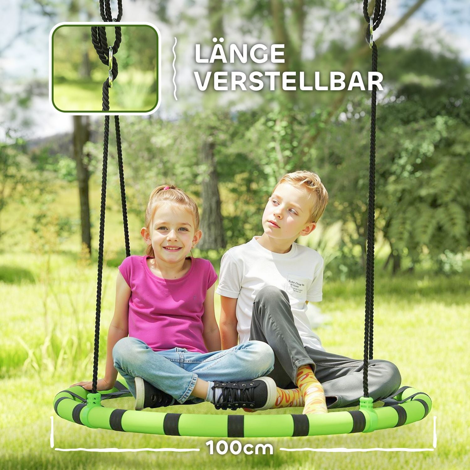 Barngunga, 150 kg Kapacitet, Ø100 x 180 cm, Svart