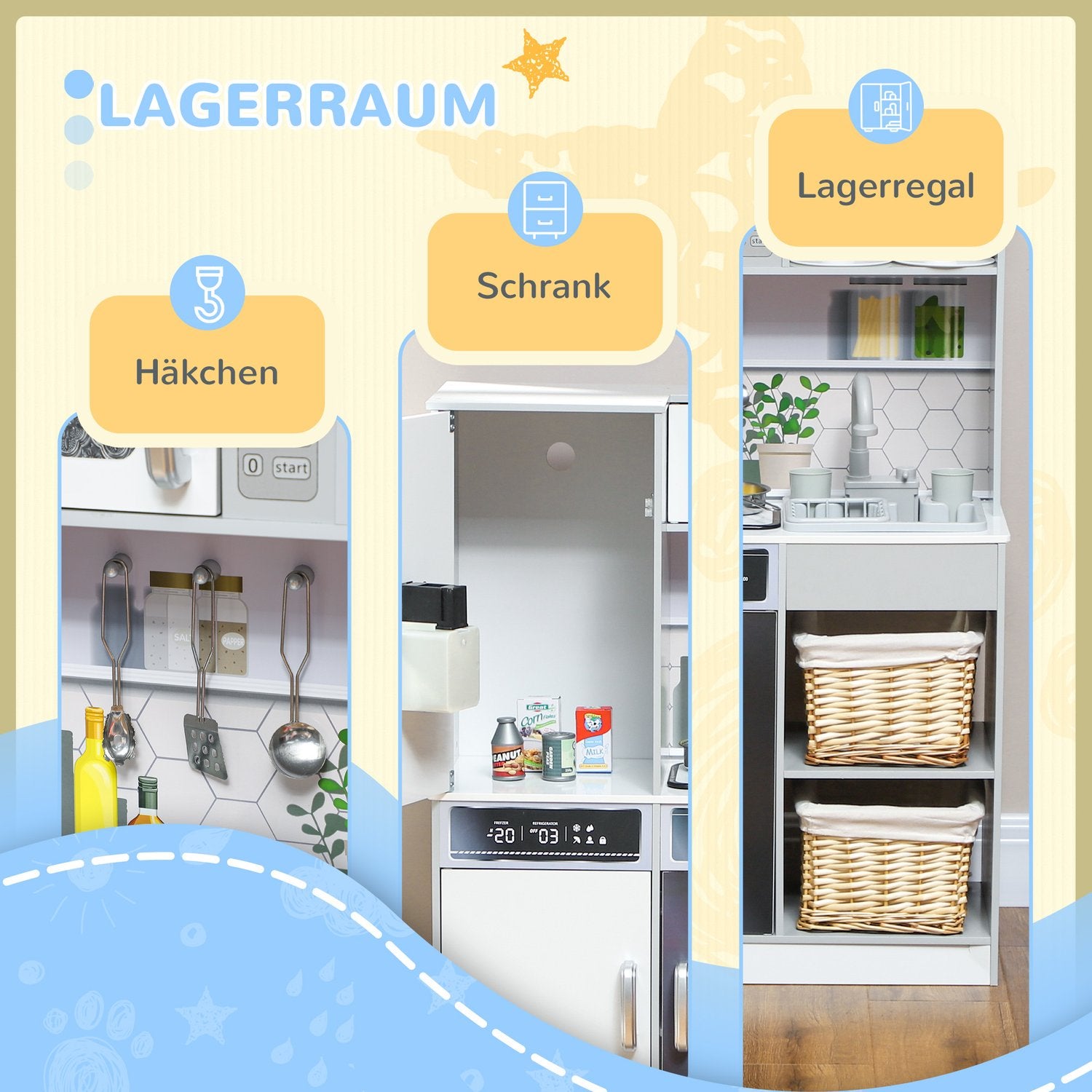 Lekset för barnkök med ljus, ljud och tillbehör