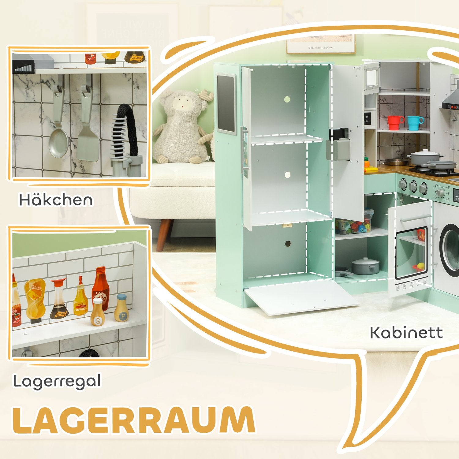 Lekkök för barn med svart tavla och realistiska funktioner