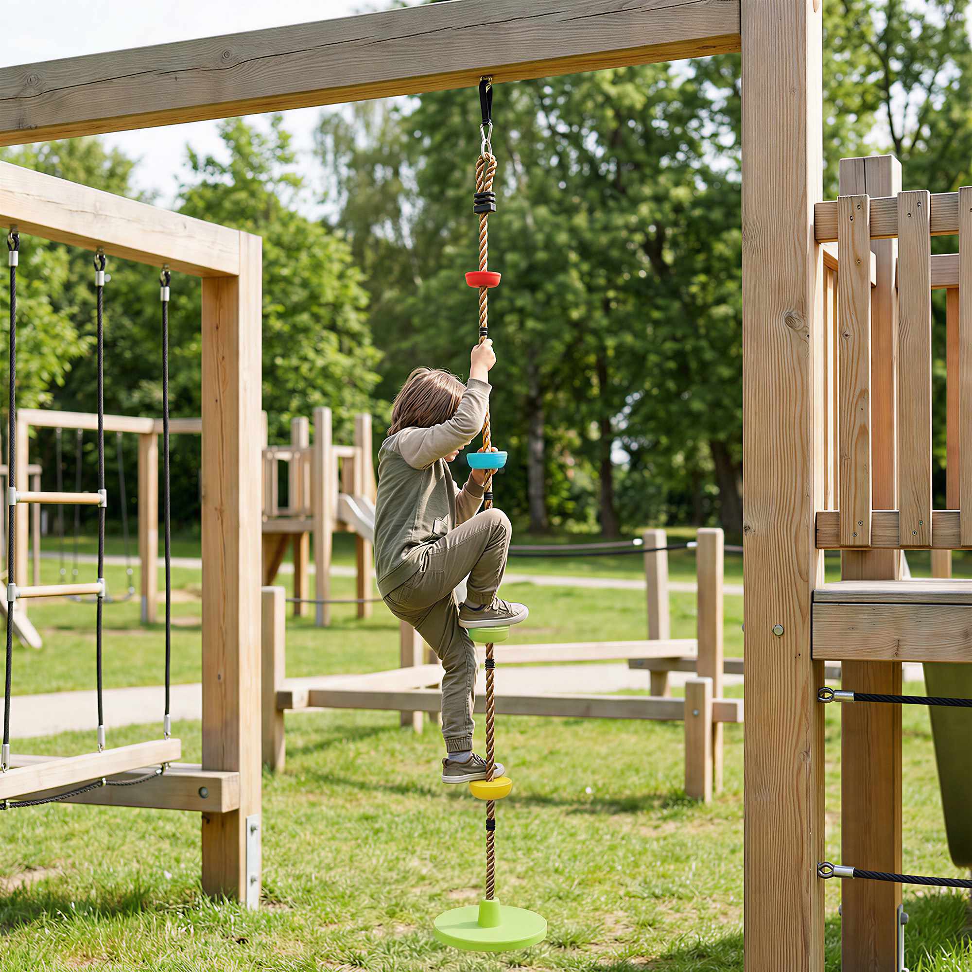 Barnklättringsset med skivgunga och fotfästen