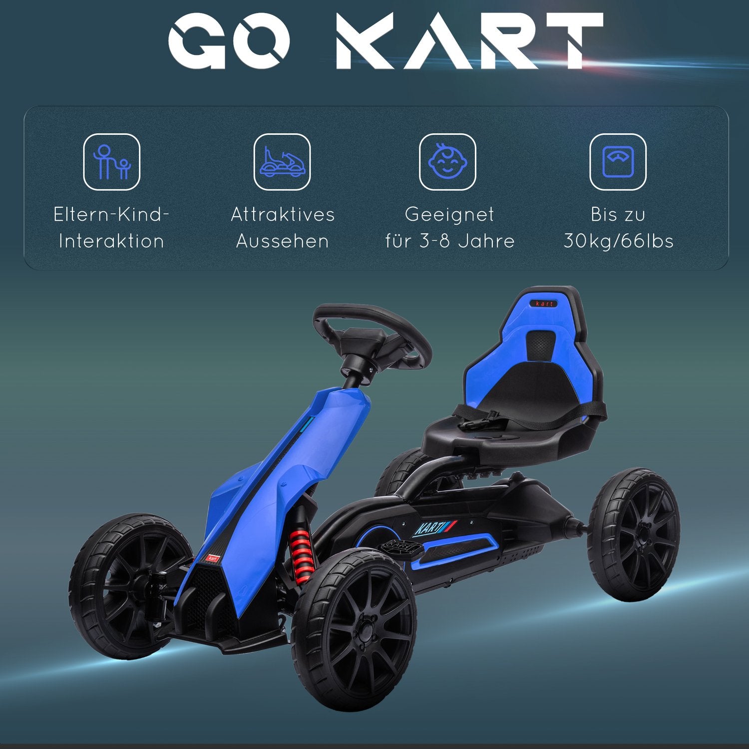 Barnpedal gokart med justerbart säte och handbroms