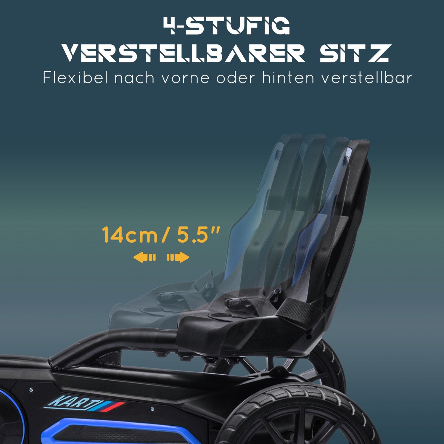 Barnpedal gokart med justerbart säte och handbroms