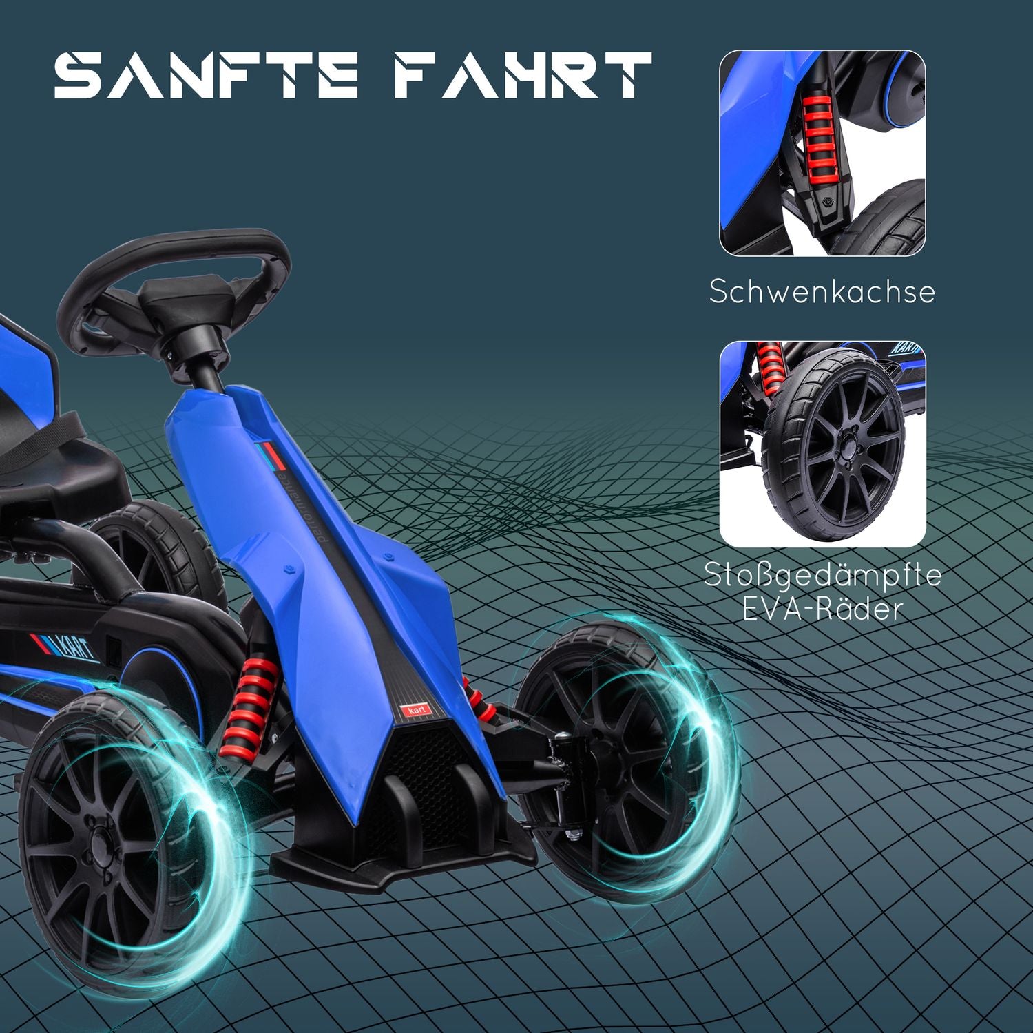 Barnpedal gokart med justerbart säte och handbroms