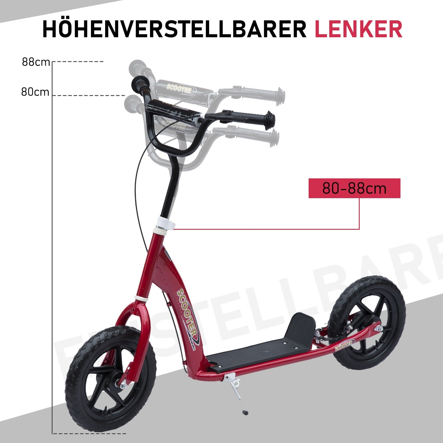 Barns 12"" Red City Scooter, justerbar höjd, bakbroms