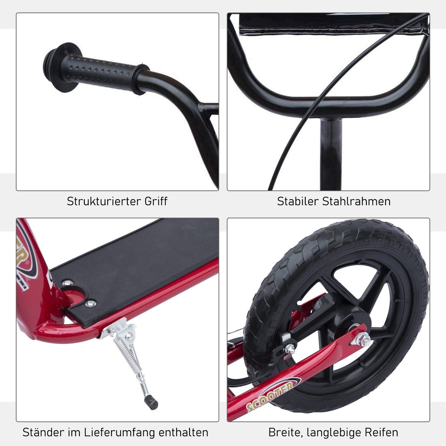 Barns 12"" Red City Scooter, justerbar höjd, bakbroms
