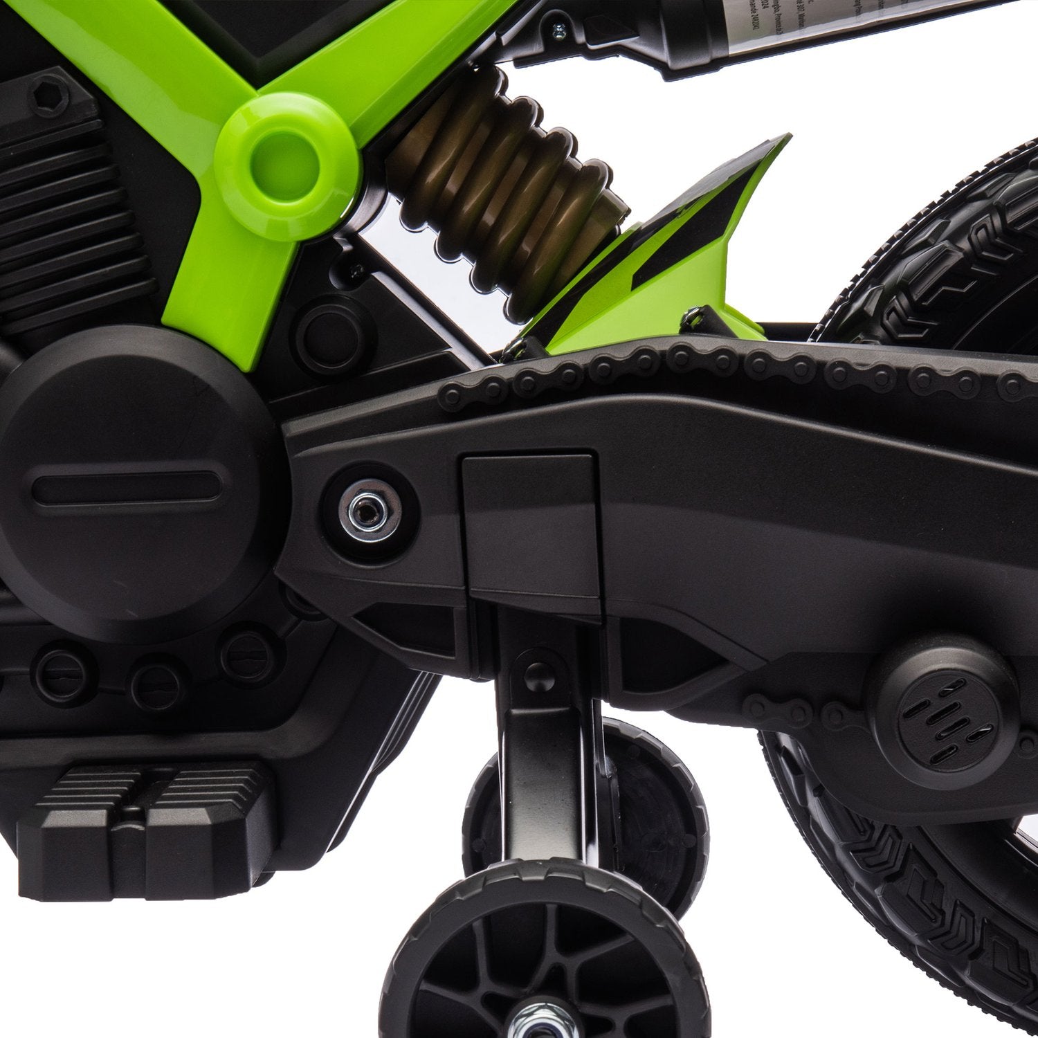 Barns 6V elmotorcykel med träningshjul - grön